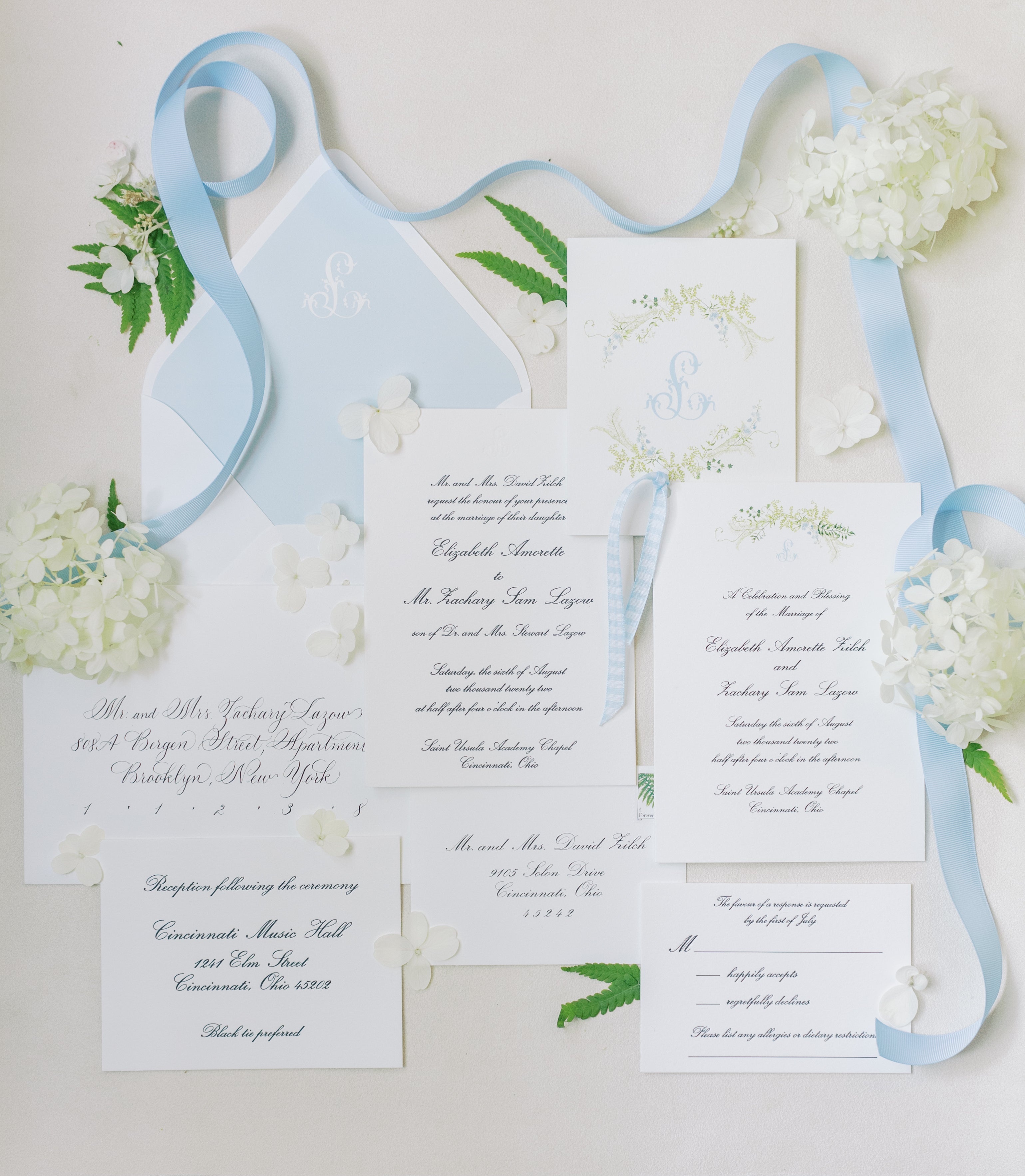 Custom wedding invitation suite